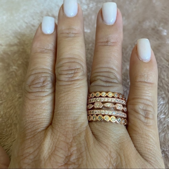 NEW Silver 925 Stackable Ring Set Of 5 - Picture 2 of 4